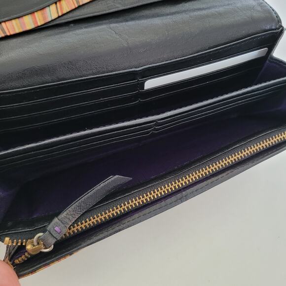 Paul Smith Envelplope Cow Leather Wallet Black Boho Designer Large Classic - Picture 5 of 16